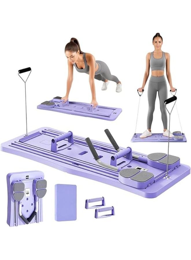 MAAS Pilates Board - Pilates Reformer Set, Multi-Purpose Foldable Pilates Reformer Board for Home, 5 in 1 Pilates Sliding Board (Purple) - Image 2
